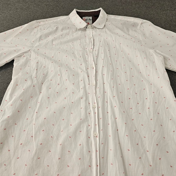 Swiss Cross Mens 2XL White Watermelon Print Short Sleeve Button Down Shirt - Picture 7 of 8